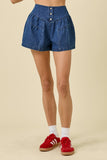 Flared Denim Shorts - Greige Goods