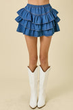 Denim Skort With Ruffles - Greige Goods