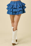 Denim Skort With Ruffles - Greige Goods