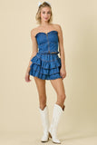 Denim Skort With Ruffles - Greige Goods