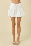 Denim Front Lace Mini Skort - Greige Goods