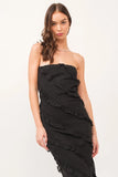Black Asymmetrical Ruffle Maxi - Greige Goods