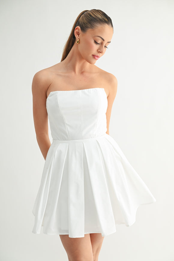 Strapless Pleated Mini Dress