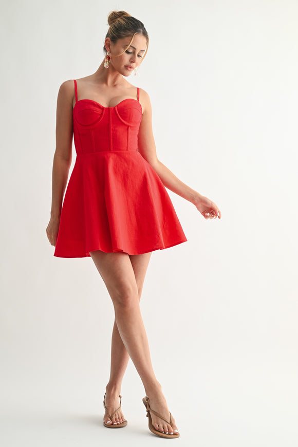 Linen Flare Mini Dress