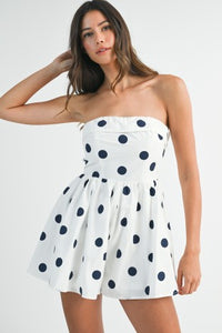 Dot Printed Tube Top Romper