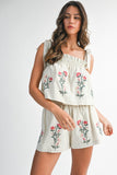 Tie Shoulder Top and Short Set - Greige Goods