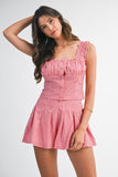 Red Gingham Plaid Ruched Set - Greige Goods