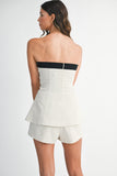Contrast Strapless Top Shorts Set