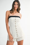Contrast Strapless Top Shorts Set