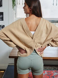 Reversible Twist-Front Sweatshirt Top