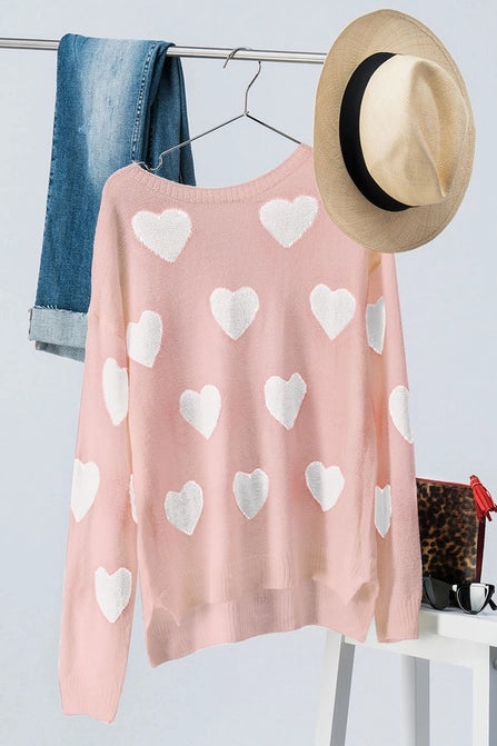 Heart Knit Sweater - Greige Goods