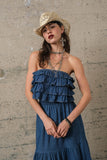 Denim Ruffle Strapless Top - Greige Goods