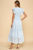Eyelet Lace Scalloped Midi Dress - Greige Goods