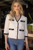 Gold Button Tweed Jacket - Greige Goods