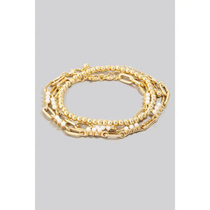 Mixed Layered Pearl Beads Bracelet - Greige Goods