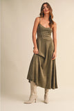 Suede Corset Midi Dress