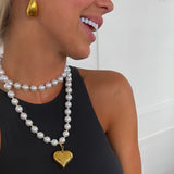 Wrap Around Pearl Heart Necklace