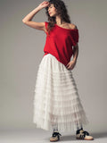 Tulle Textured Midi Skirt - Greige Goods