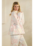 Floral Textured Quarter Zip - Greige Goods