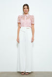 Pearl Embellished Lace Blouse - Greige Goods