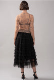 Tulle Textured Midi Skirt - Greige Goods