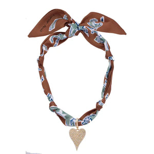 Winnie Pave Heart Neck Scarf - Greige Goods