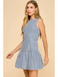 Striped Ruffled Hem Dress - Greige Goods