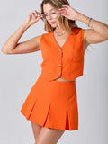 Front Button Vest & Skort Set