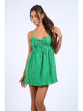 Floral Front Tie Mini Dress - Greige Goods