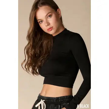 LS Mock Neck Crop Top