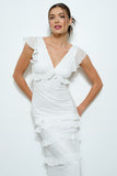 Ruffled Cap Sleeve Tiered Maxi - Greige Goods