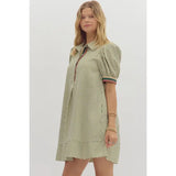 Striped Puff Sleeve Swing Dress