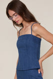 Denim Fit & Flare Top - Greige Goods