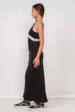 Lace On Plunging V-Neck Maxi Dress - Greige Goods