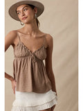 Sweetheart Tie Cami Top - Greige Goods