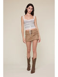 Suede Buckle Mini Skirt