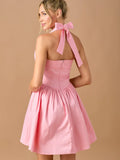 Halter Neck Tiered Mini Dress - Greige Goods