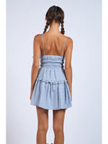 Front Tie Strap Smocked Mini - Greige Goods