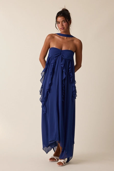 Ruffle Neckline Point Maxi