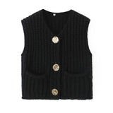 Chunky Needle Knitted Vest - Greige Goods