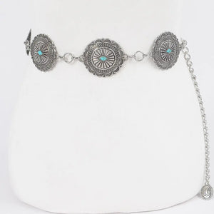 Western Circle Shape Metal Belt - Greige Goods