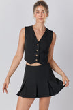 Front Button Vest & Skort Set