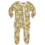 O Footed Ruffle Romper - Greige Goods