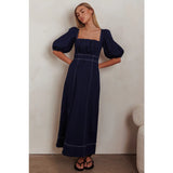 Balloon Sleeve Denim Maxi - Greige Goods