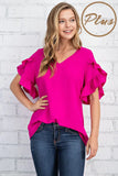 Curvy Girl Ruffle Sleeve Blouse - Greige Goods