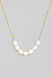 7 Pearly Bead Charms Dainty Chain Necklace - Greige Goods