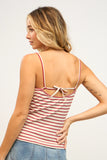 Striped Back Tie Top - Greige Goods