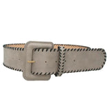 Contrast Whipstitch Buckle Belt - Greige Goods