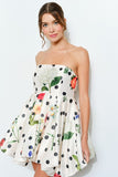 Floral Dot Strapless Bubble Mini - Greige Goods