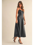 Leather A-Line Midi Dress - Greige Goods